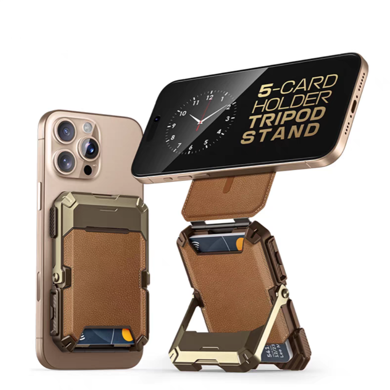 🧲📲2-in-1 Foldable Magnetic Phone Stand，Tripod Phone Stand Credit Card Holder for iPhone 16/15/14/13/12 SUPCASE Adjustable Phone Stand Compatible with MagSafe